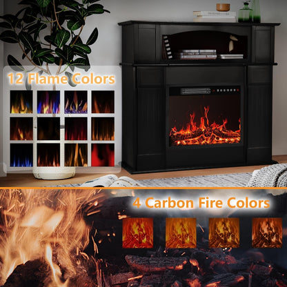 Cheminée électrique BOSSIN 43 avec manteau, insert de cheminée électrique de 58 cm (23 pouces), meuble TV autoportant avec foyer en bois