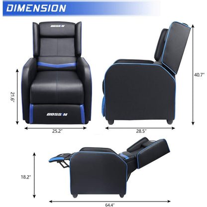 Fauteuil inclinable ergonomique BOSSIN en cuir PU pour le jeu, une place, pour le salon