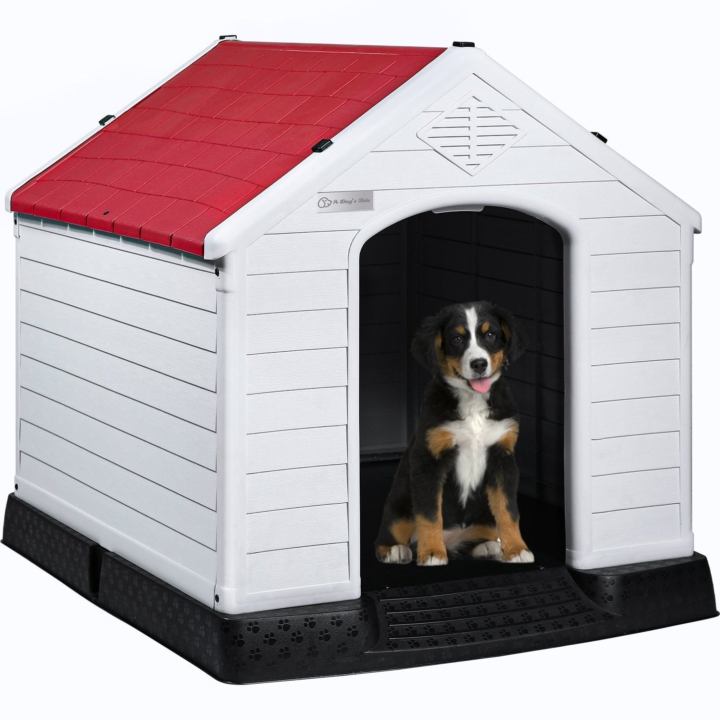 Niche pour chien BOSSIN en plastique pour chiens de petite et grande taille, niche isolée pour chiots d'intérieur et d'extérieur avec plancher surélevé
