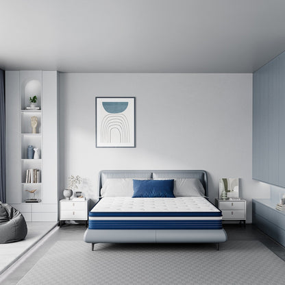 Matelas SweDrea à ressorts ensachés hybride de 25 cm (10 po) offrant un soulagement de la pression et une sensation de fraîcheur. Certifié CertiPUR-US, SGS et OEKO-TEX.