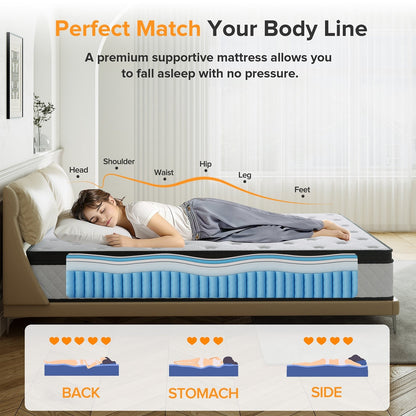 Matelas SweDrea 12 po en mousse à mémoire de forme hybride ferme avec CertiPUR-US et Oeko-TEX, doté de ressorts renforcés.