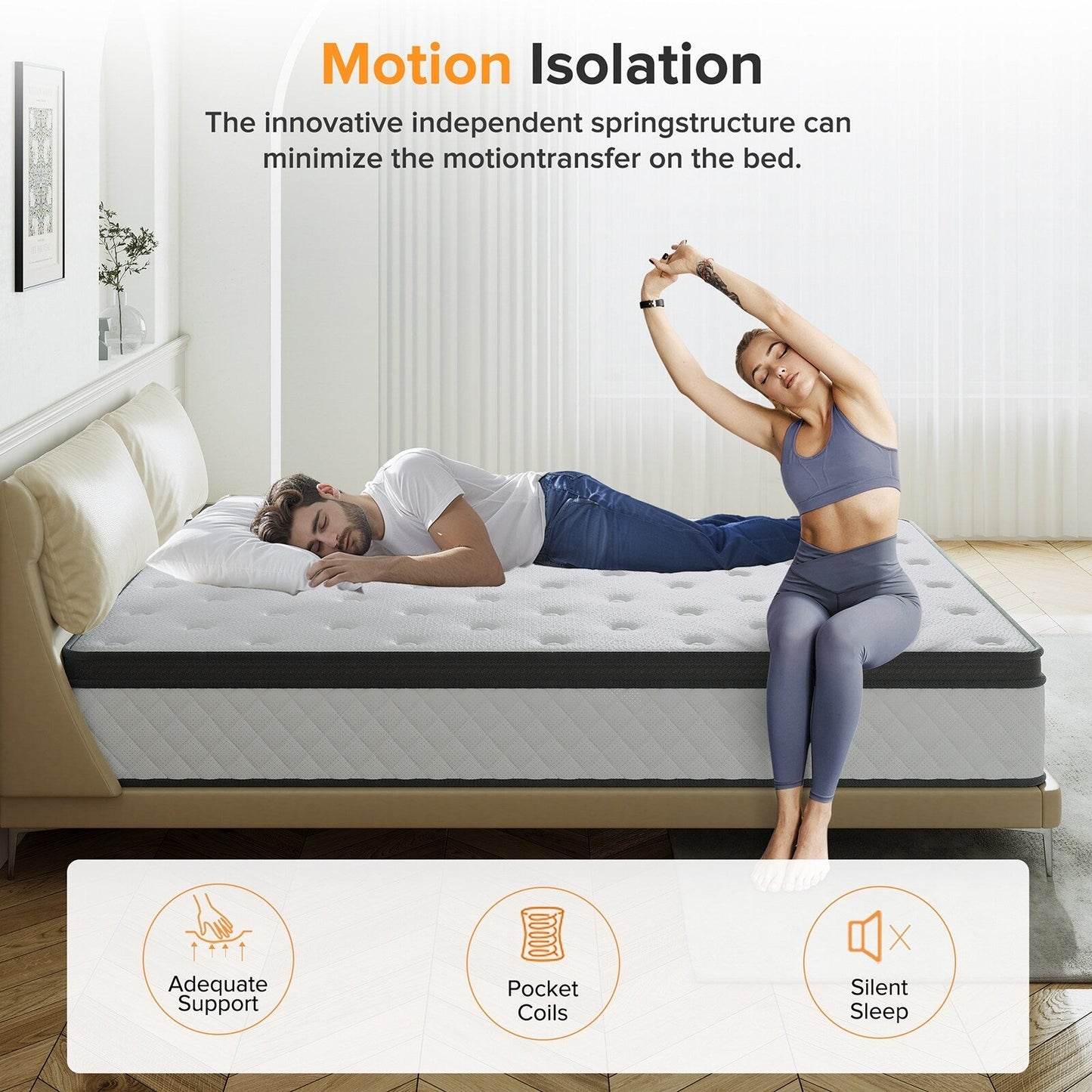 Matelas SweDrea 12 po en mousse à mémoire de forme hybride ferme avec CertiPUR-US et Oeko-TEX, doté de ressorts renforcés.