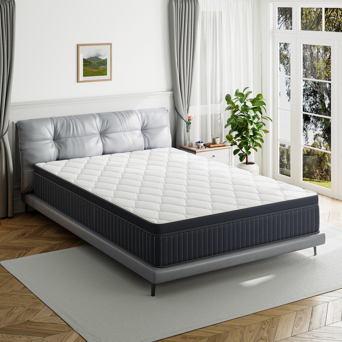 Matelas hybride à ressorts ensachés SweDrea de 30 cm (12 po) avec surmatelas en mousse à mémoire de forme et gel, certifié CertiPUR-US, SGS et OEKO-TEX.