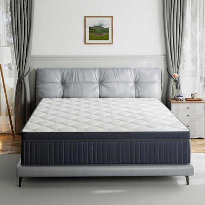 Matelas hybride à ressorts ensachés SweDrea de 30 cm (12 po) avec surmatelas en mousse à mémoire de forme et gel, certifié CertiPUR-US, SGS et OEKO-TEX.