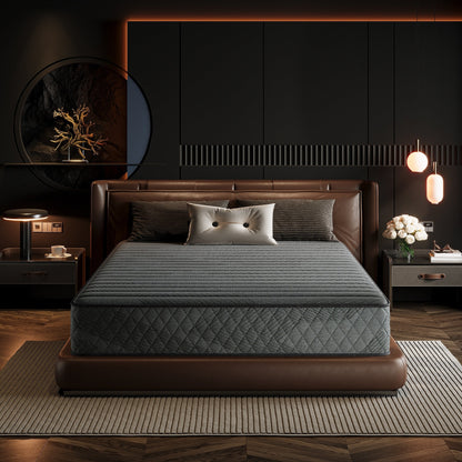 Matelas hybride SweDrea 8/12 po, fermeté moyenne, en mousse à mémoire de forme infusée de gel, rafraîchissant et respirant, certifié CertiPUR-US, SGS et OEKO-TEX®.