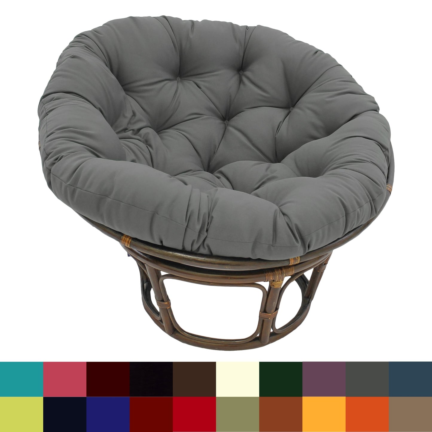 Fauteuil Papasan Bali en rotin de 107 cm avec coussin en sergé