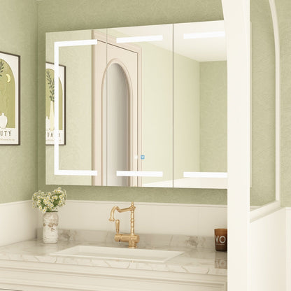 Armoire à pharmacie murale blanche avec miroir LED antibuée 6000K