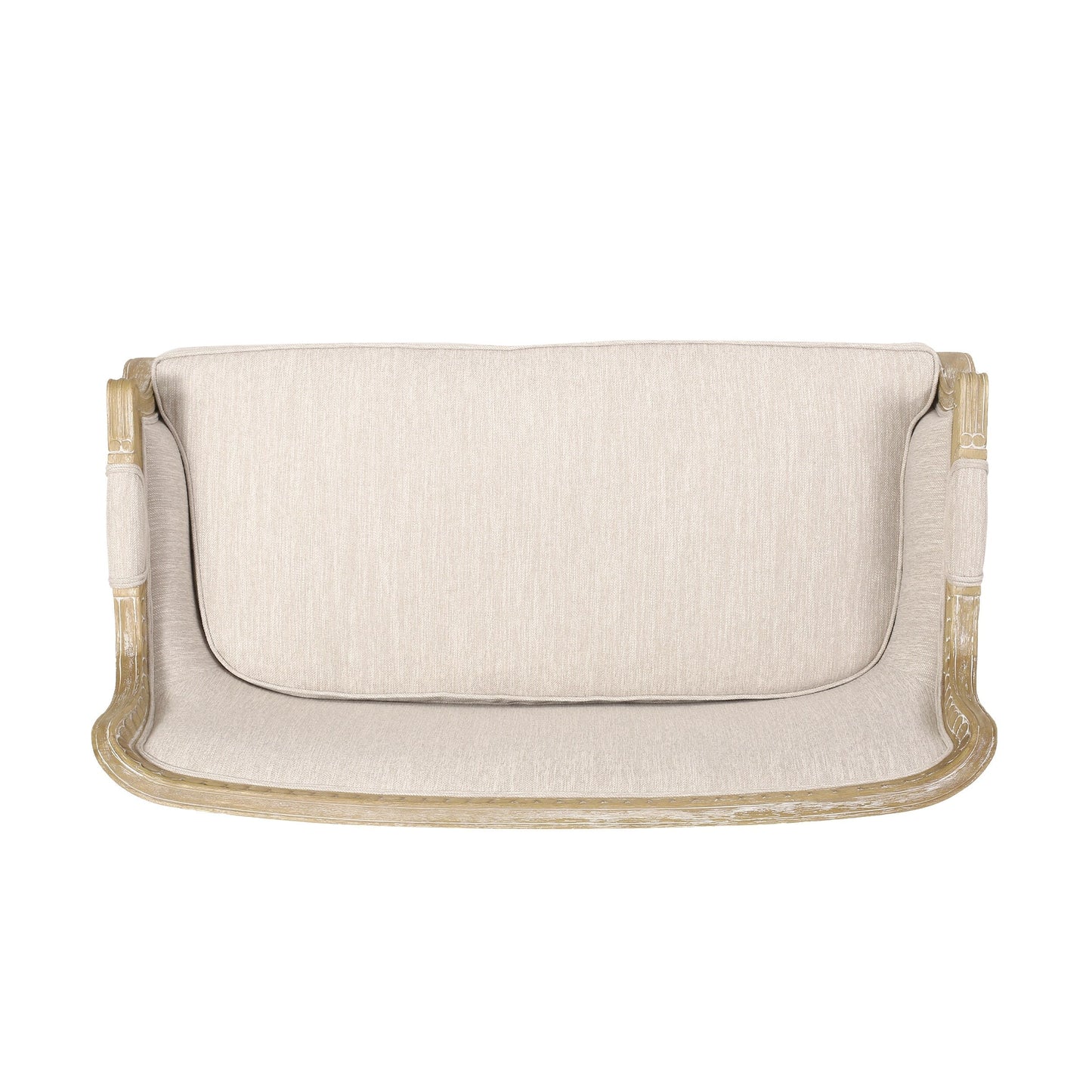 Canapé deux places en bois beige-brun avec structure en bois d'hévéa