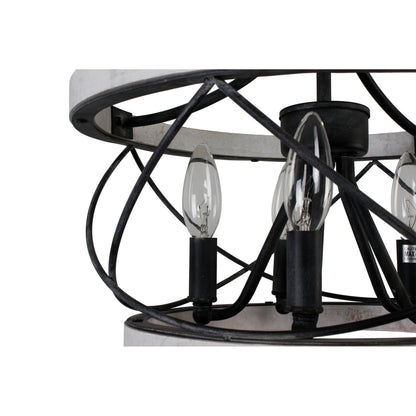 Lustre rustique Bella Depot à 5 lumières en bois avec cage, éclairage à intensité variable, suspension de style ferme réglable de 15,7 pouces pour îlot de cuisine