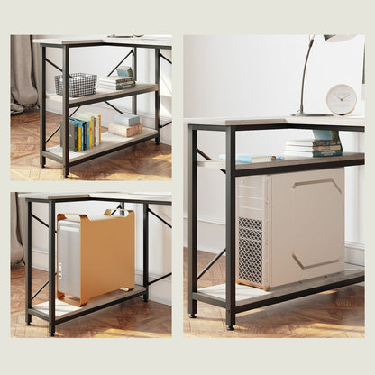 Petit bureau d'angle en forme de L avec étagères de rangement