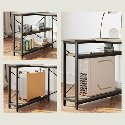 Petit bureau d'angle en forme de L avec étagères de rangement