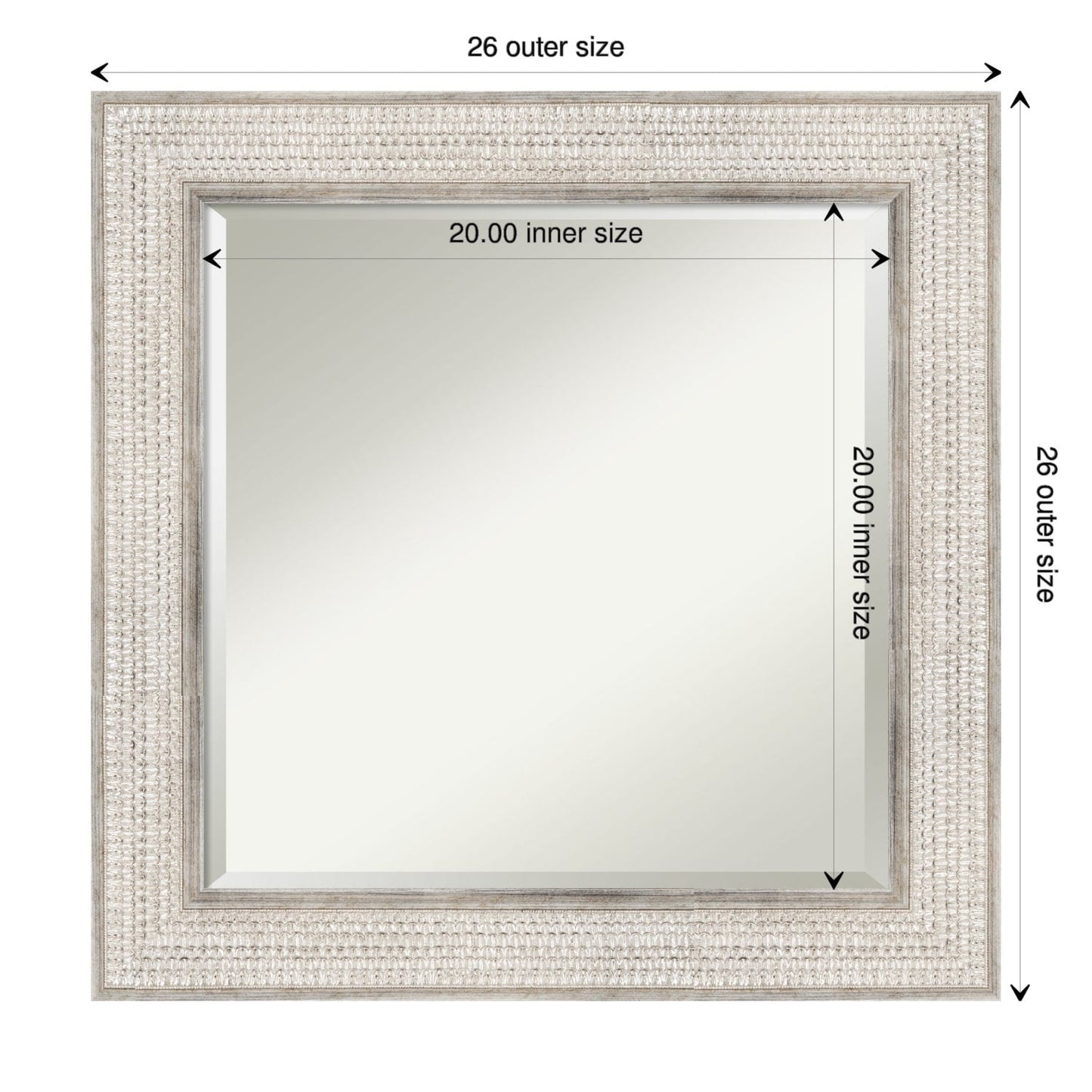 Miroir mural de salle de bain en bois biseauté - Cadre argenté à motif treillis - Argent treillis