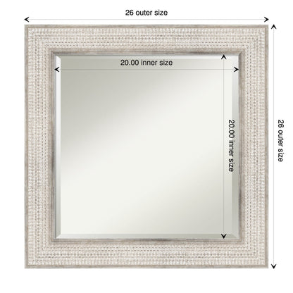 Miroir mural de salle de bain en bois biseauté - Cadre argenté à motif treillis - Argent treillis