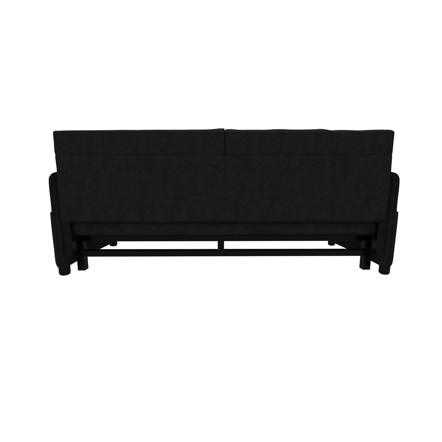 Canapé-lit gigogne 3 en 1 en velours noir 63,8 cm avec rangement latéral pour salon
