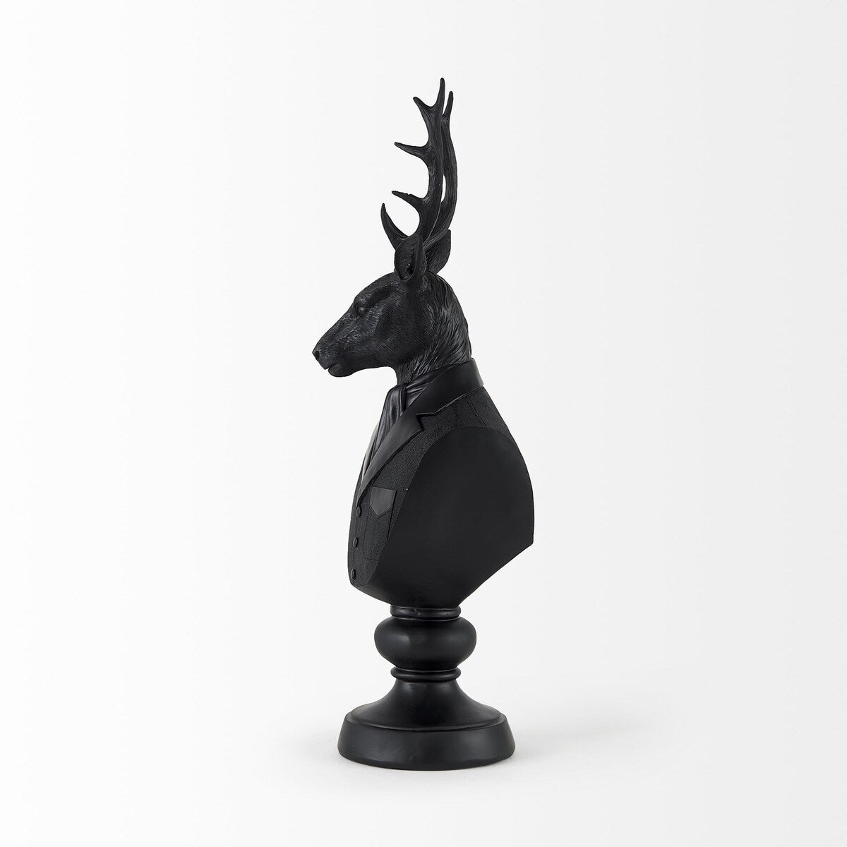Buste de cerf en résine noire, sculpté - 15 cm (L) x 20 cm (P) x 58 cm (H)