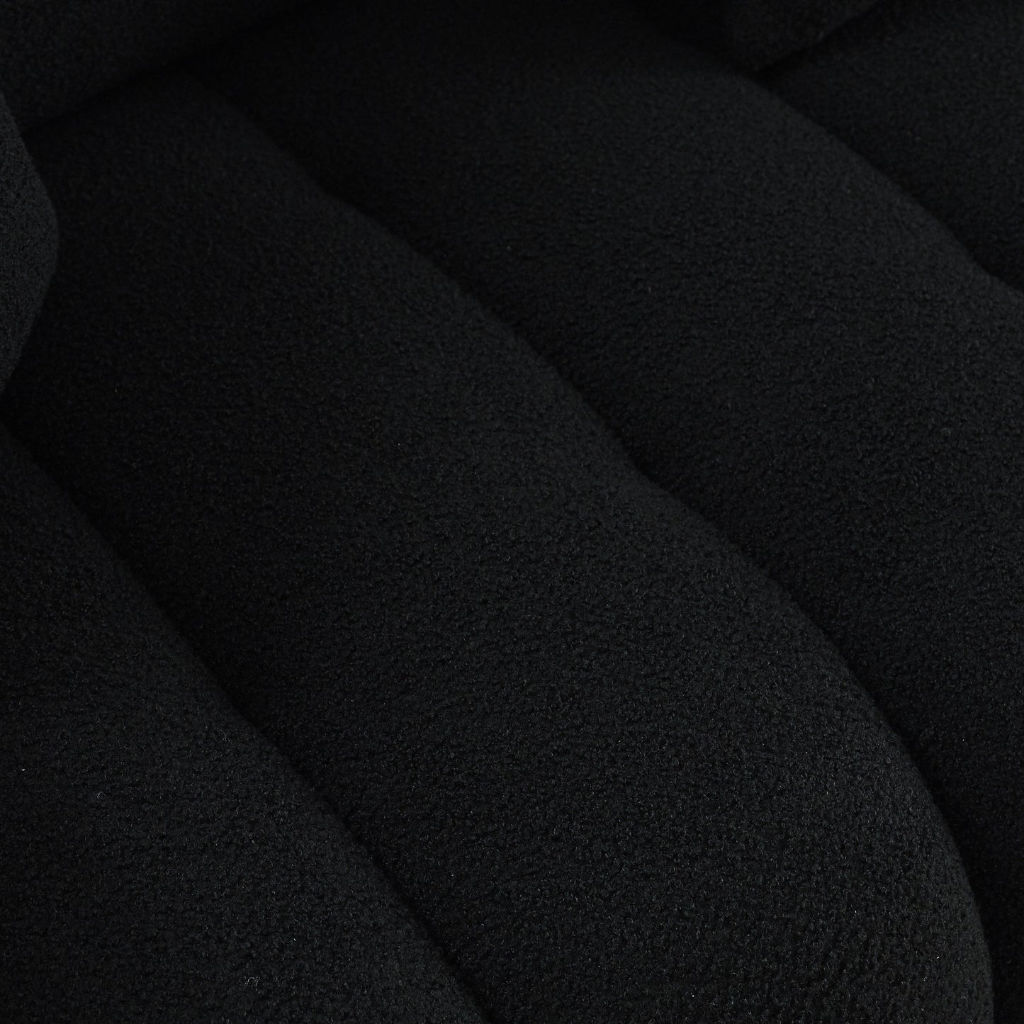 Canapé 3 places Teddy noir avec coussins de dossier et structure en bois