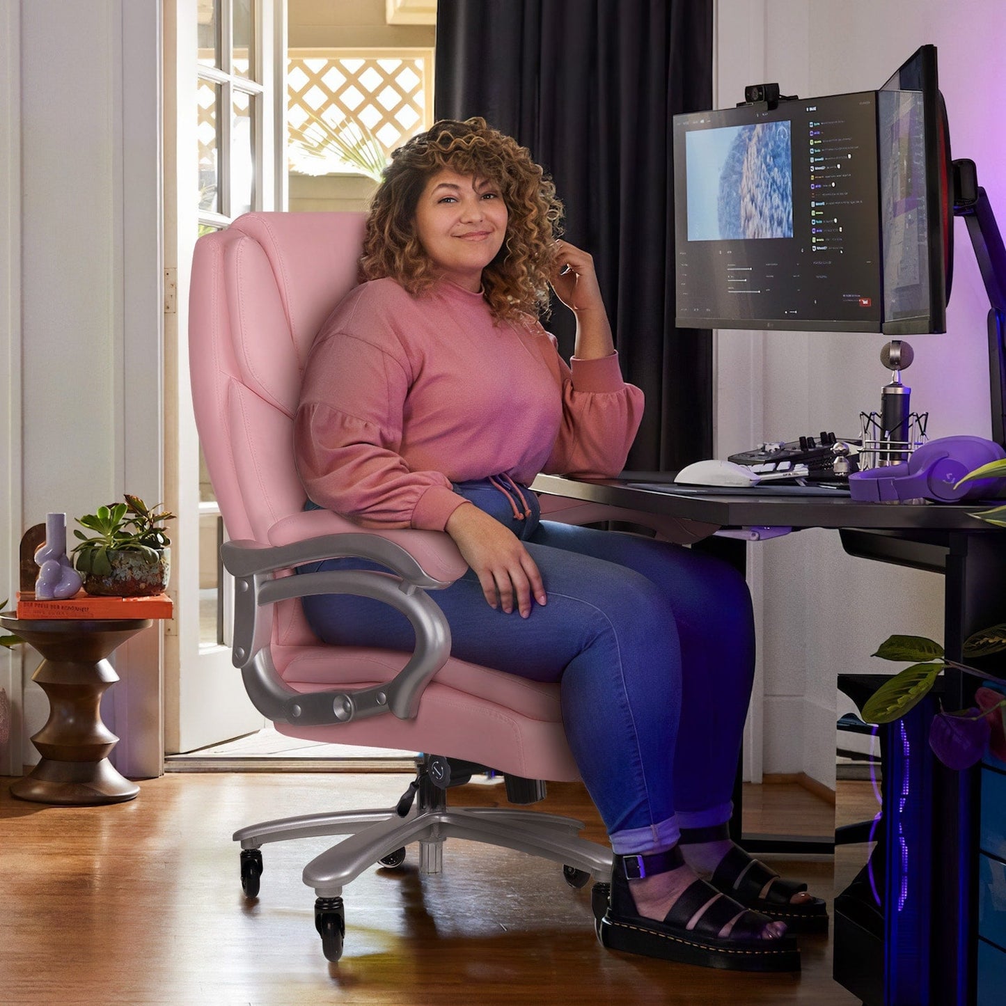 Fauteuil de bureau Bossin pour grandes et moyennes tailles, support lombaire réglable jusqu'à 227 kg, fauteuil ergonomique avec dossier haut en cuir PU pour ordinateur