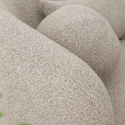 Canapé 2 places KINWELL en tissu bouclé avec coussins