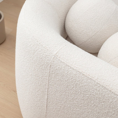 Canapé 2 places KINWELL en tissu bouclé avec coussins