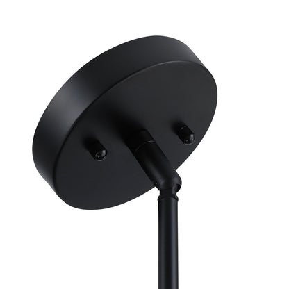 Lustre tambour Breaux à 4 lumières en placage de bois avec rosace noire - 56 cm (22 po) de largeur