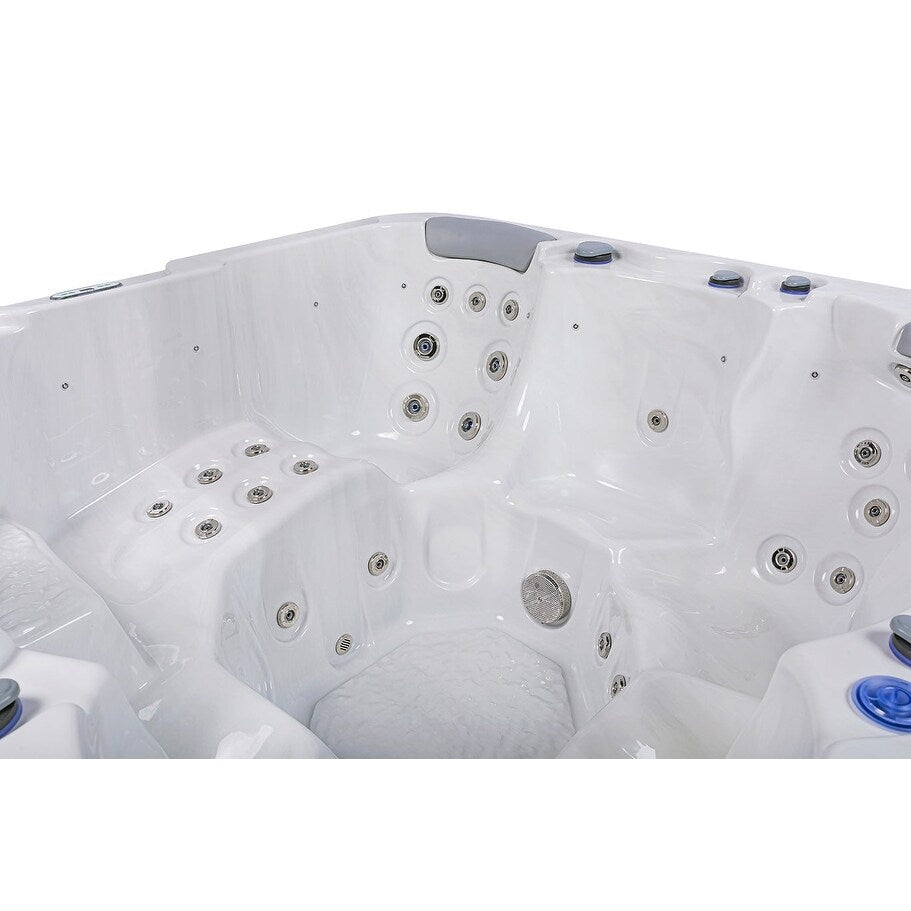 Bain à remous Buenospa Jersey 6 personnes, 46 pouces, blanc glacier, gris avec ozone et éclairage LED
