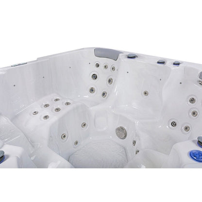 Bain à remous Buenospa Jersey 6 personnes, 46 pouces, blanc glacier, gris avec ozone et éclairage LED