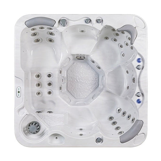 Bain à remous Buenospa Jersey 6 personnes, 46 pouces, blanc glacier, gris avec ozone et éclairage LED