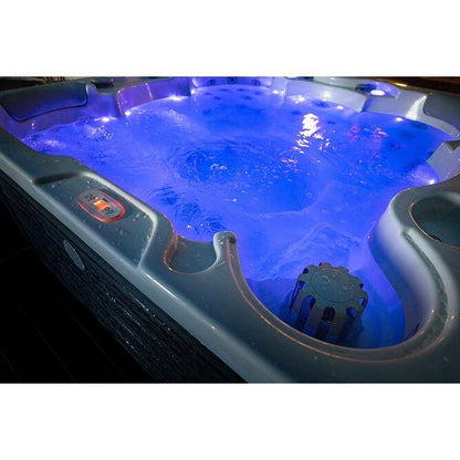 Bain à remous Buenospa Jersey 6 personnes, 46 pouces, blanc glacier, gris avec ozone et éclairage LED