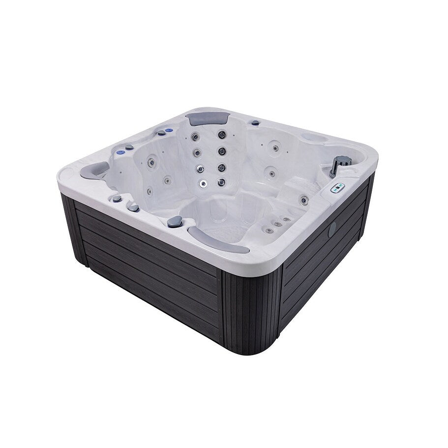 Bain à remous Buenospa Jersey 6 personnes, 46 pouces, blanc glacier, gris avec ozone et éclairage LED