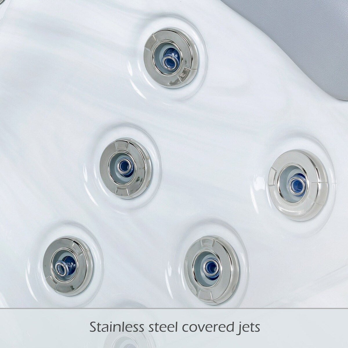Bain à remous Buenospa Jersey 6 personnes, 46 pouces, blanc glacier, gris avec ozone et éclairage LED