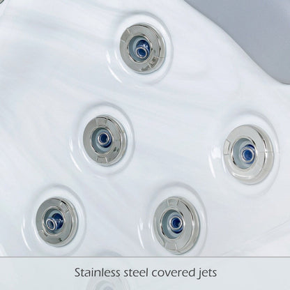 Bain à remous Buenospa Jersey 6 personnes, 46 pouces, blanc glacier, gris avec ozone et éclairage LED
