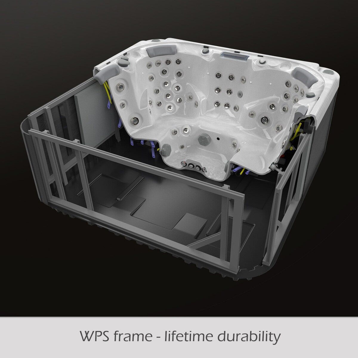 Bain à remous Buenospa Jersey 6 personnes, 46 pouces, blanc glacier, gris avec ozone et éclairage LED