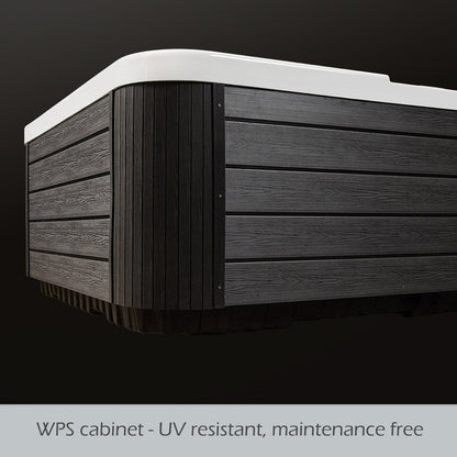 Bain à remous Buenospa Jersey 6 personnes, 46 pouces, blanc glacier, gris avec ozone et éclairage LED