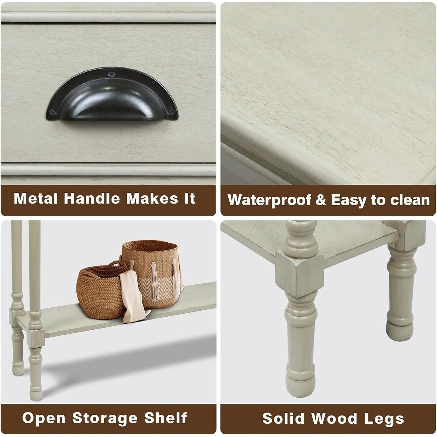 Console de couloir Burlington Wood à 3 tiroirs