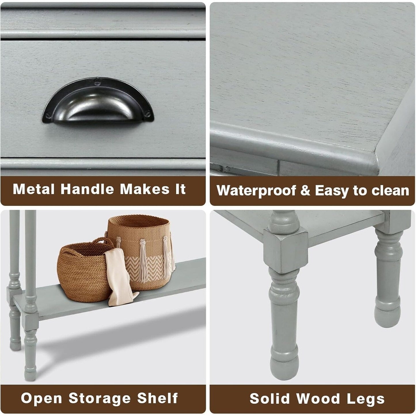 Console de couloir Burlington Wood à 3 tiroirs