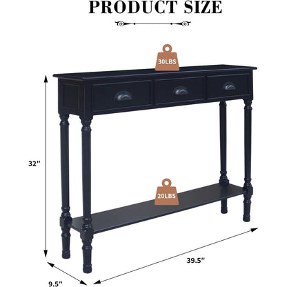 Console de couloir Burlington Wood à 3 tiroirs