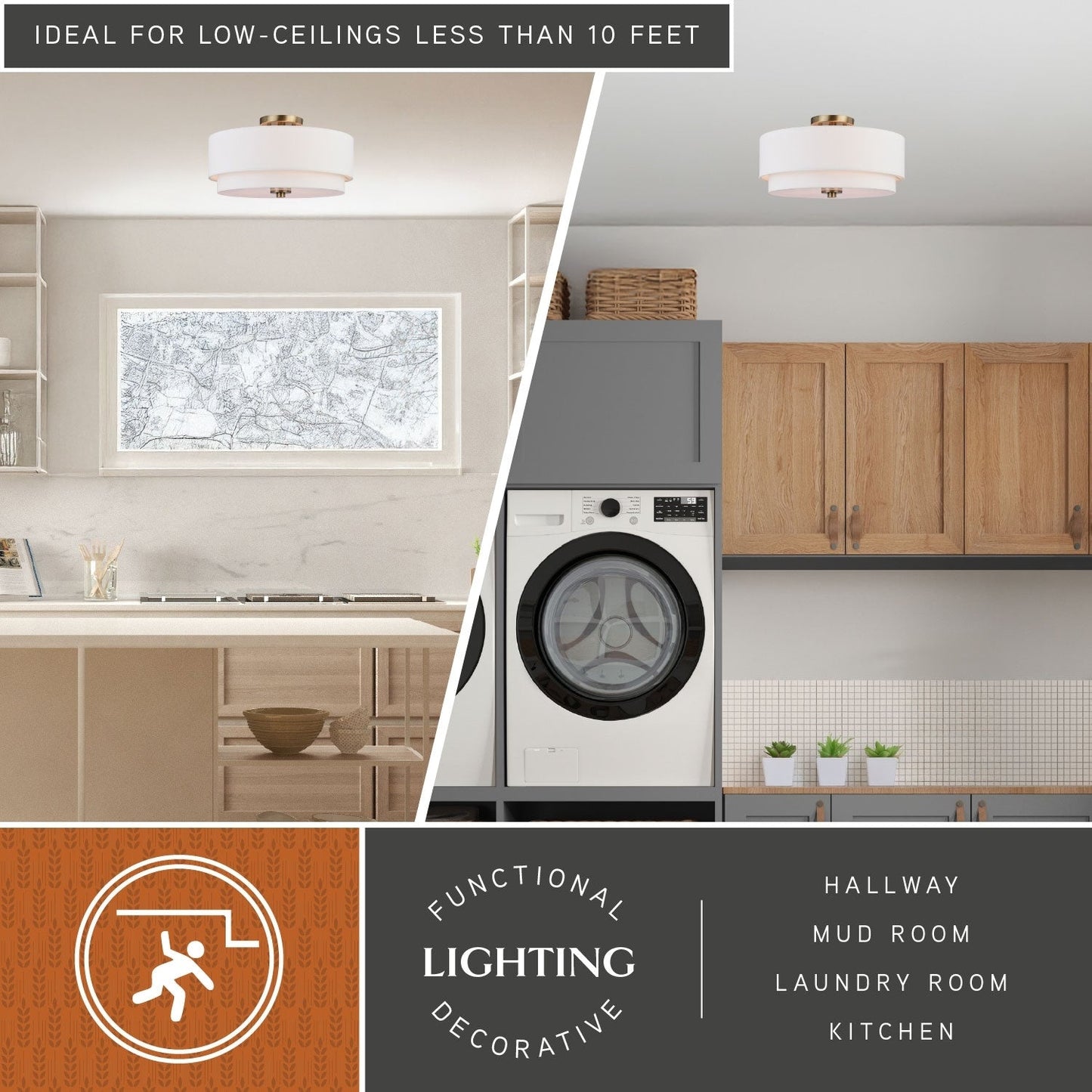 Plafonnier Burnaby style moderne du milieu du siècle, abat-jour tambour en lin blanc