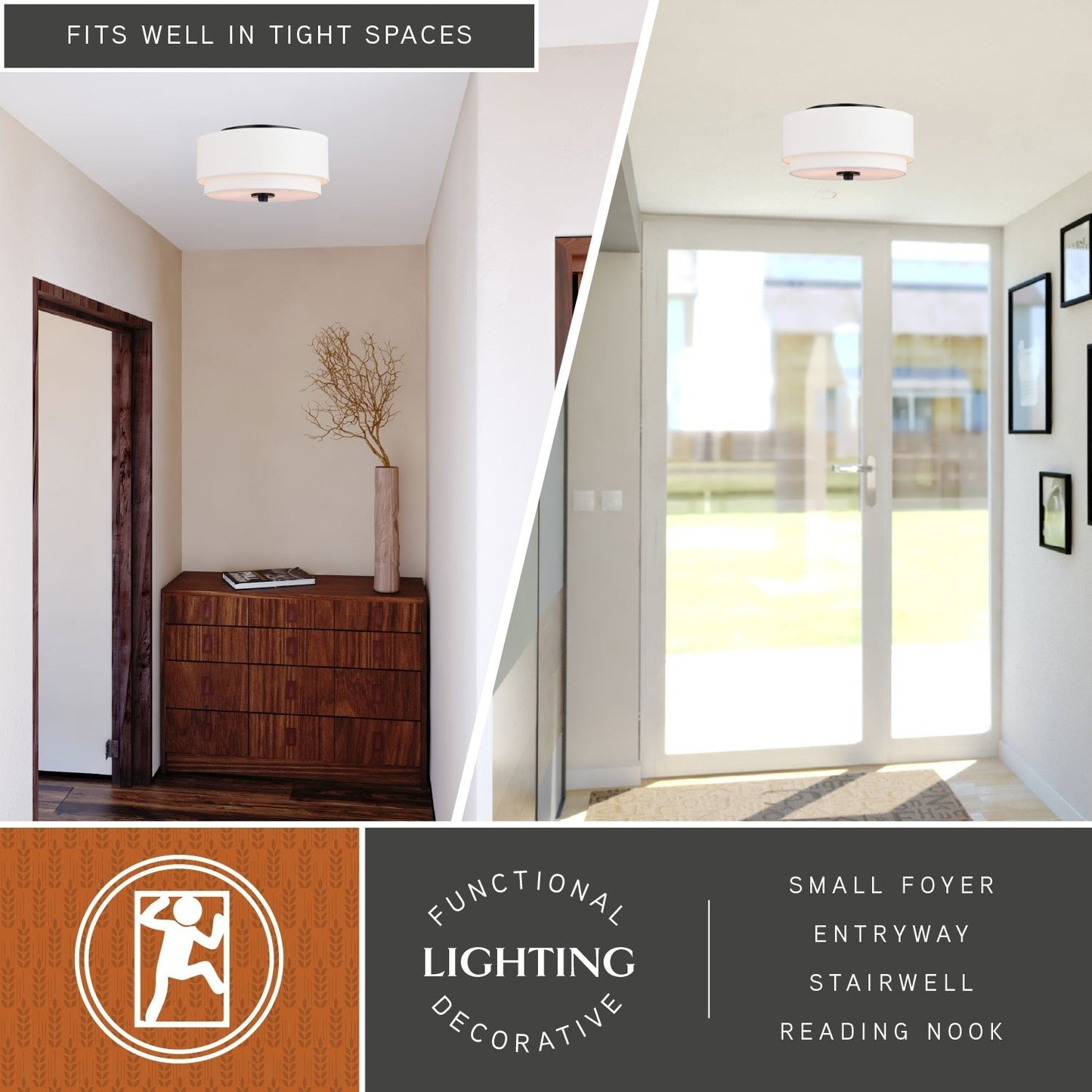 Plafonnier Burnaby style moderne du milieu du siècle, abat-jour tambour en lin blanc