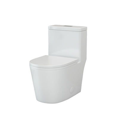 WC monobloc compact CB HOME 61 cm (24 po), double chasse d'eau, modèle moderne à siphon, avec abattant à fermeture ralentie et hauteur confort de 42 cm (16,5 po).