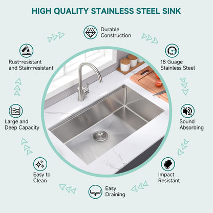 Évier de cuisine CB HOME 32'' à encastrer sous plan, finition or, évier à poser noir/acier inoxydable, évier à une cuve avec accessoires