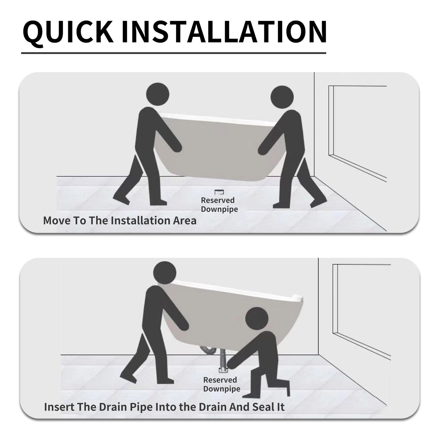 Baignoires îlot en acrylique CB HOME 59''/67'', baignoires murales à un seul côté, trop-plein à gauche ou à droite