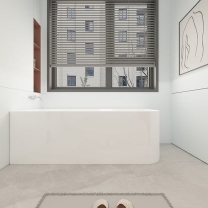 Baignoires îlot en acrylique CB HOME 59''/67'', baignoires murales à un seul côté, trop-plein à gauche ou à droite