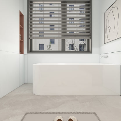 Baignoires îlot en acrylique CB HOME 59''/67'', baignoires murales à un seul côté, trop-plein à gauche ou à droite