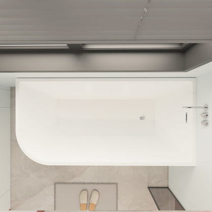 Baignoires îlot en acrylique CB HOME 59''/67'', baignoires murales à un seul côté, trop-plein à gauche ou à droite