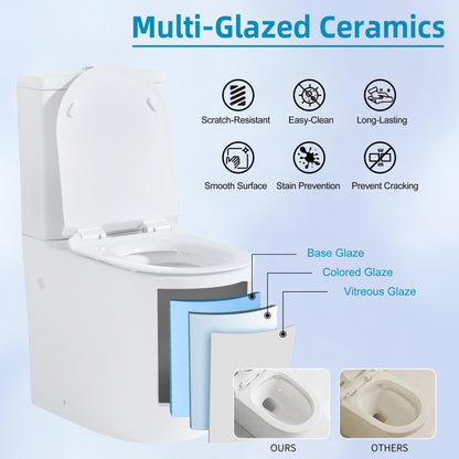 WC monobloc compact CB HOME 61 cm (24 po), double chasse d'eau, modèle moderne à siphon, avec abattant à fermeture ralentie et hauteur confort de 42 cm (16,5 po).