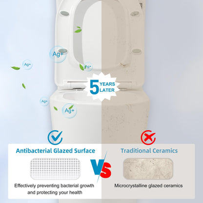 WC monobloc compact CB HOME 61 cm (24 po), double chasse d'eau, modèle moderne à siphon, avec abattant à fermeture ralentie et hauteur confort de 42 cm (16,5 po).