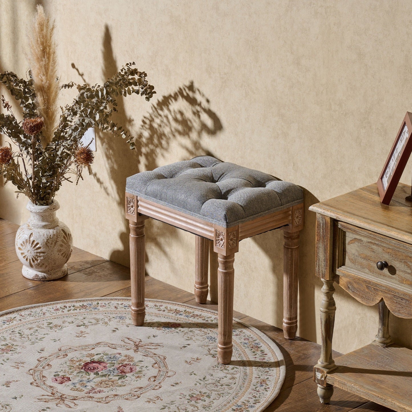 Tabouret de coiffeuse et repose-pieds rembourrés style vintage français CO-Z