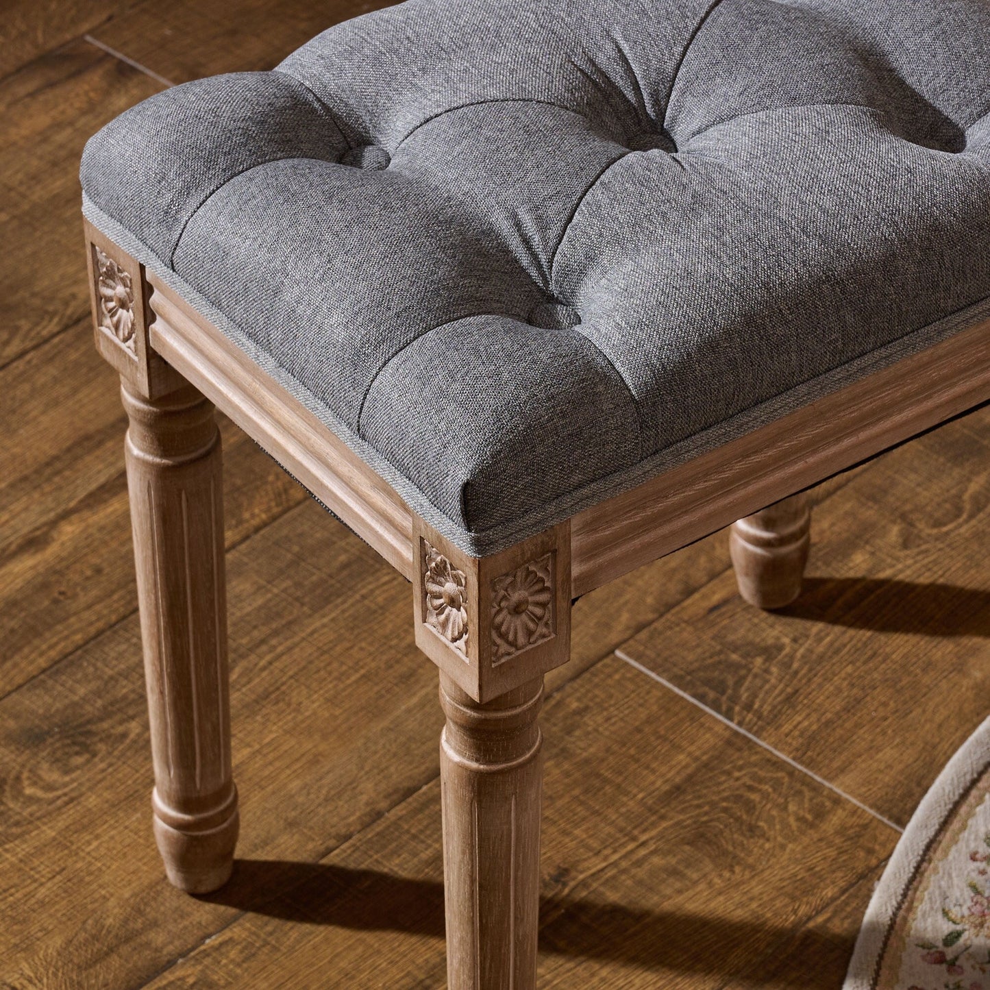 Tabouret de coiffeuse et repose-pieds rembourrés style vintage français CO-Z