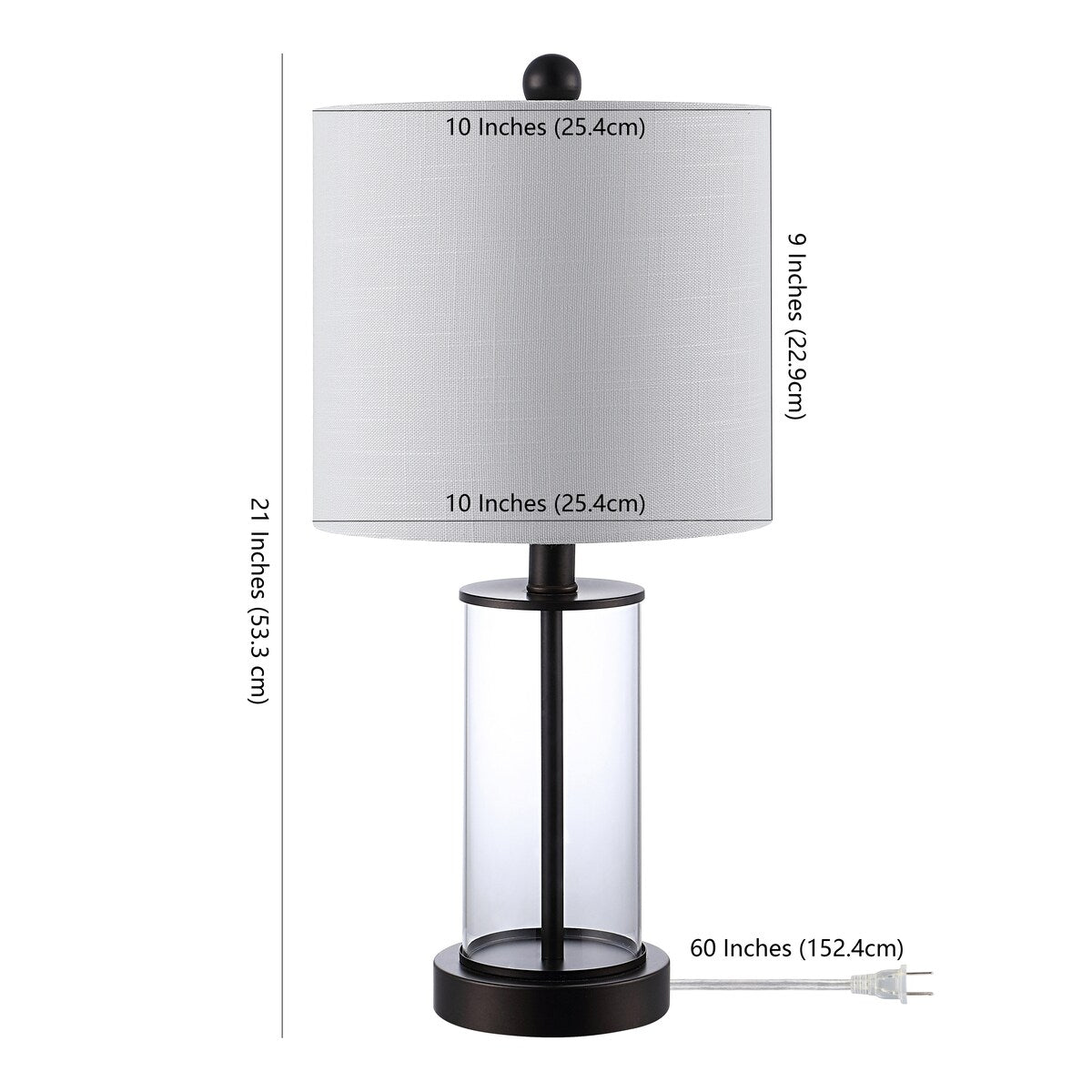 Lampe de table LED moderne et contemporaine Cabell 21 en verre, rechargeable par USB, finition bronze huilé (lot de 2) par JONATHAN Y