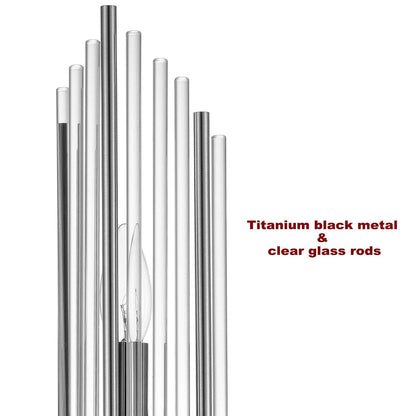 Applique murale moderne Cabrera en métal avec de magnifiques tiges en verre transparent pour salle de bain (lot de 2)
